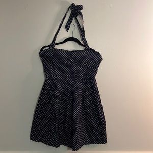No Boundaries Navy polka dot dress